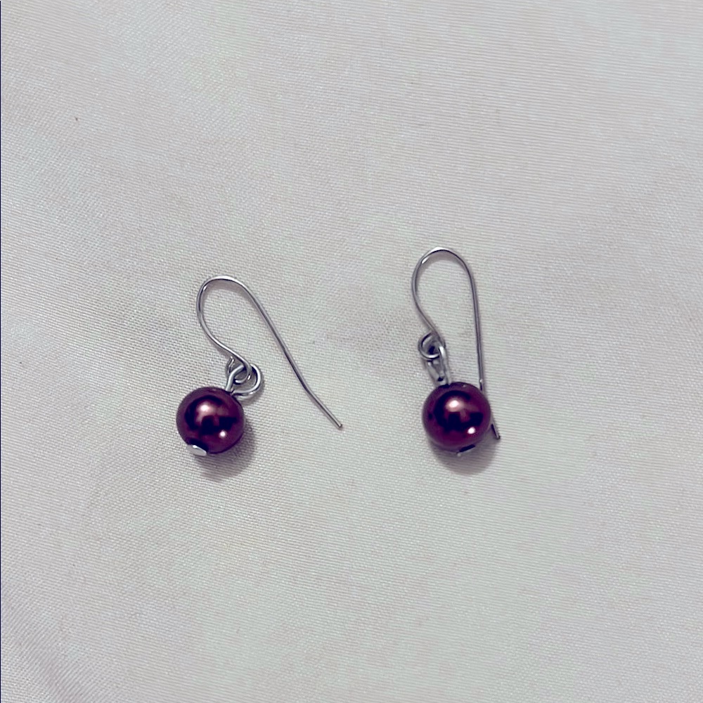 Brown and Silver Dangle Earrings with Polished Finish